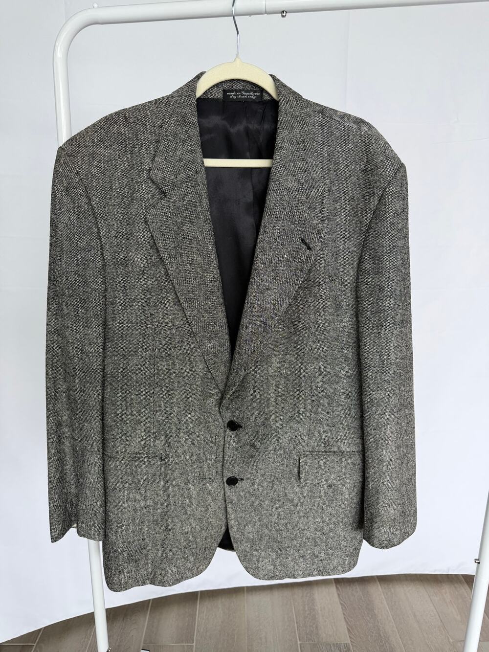 Roberto Vasalli Men’s 100% Pure Silk Blazer Gray Black Vintage Size 42